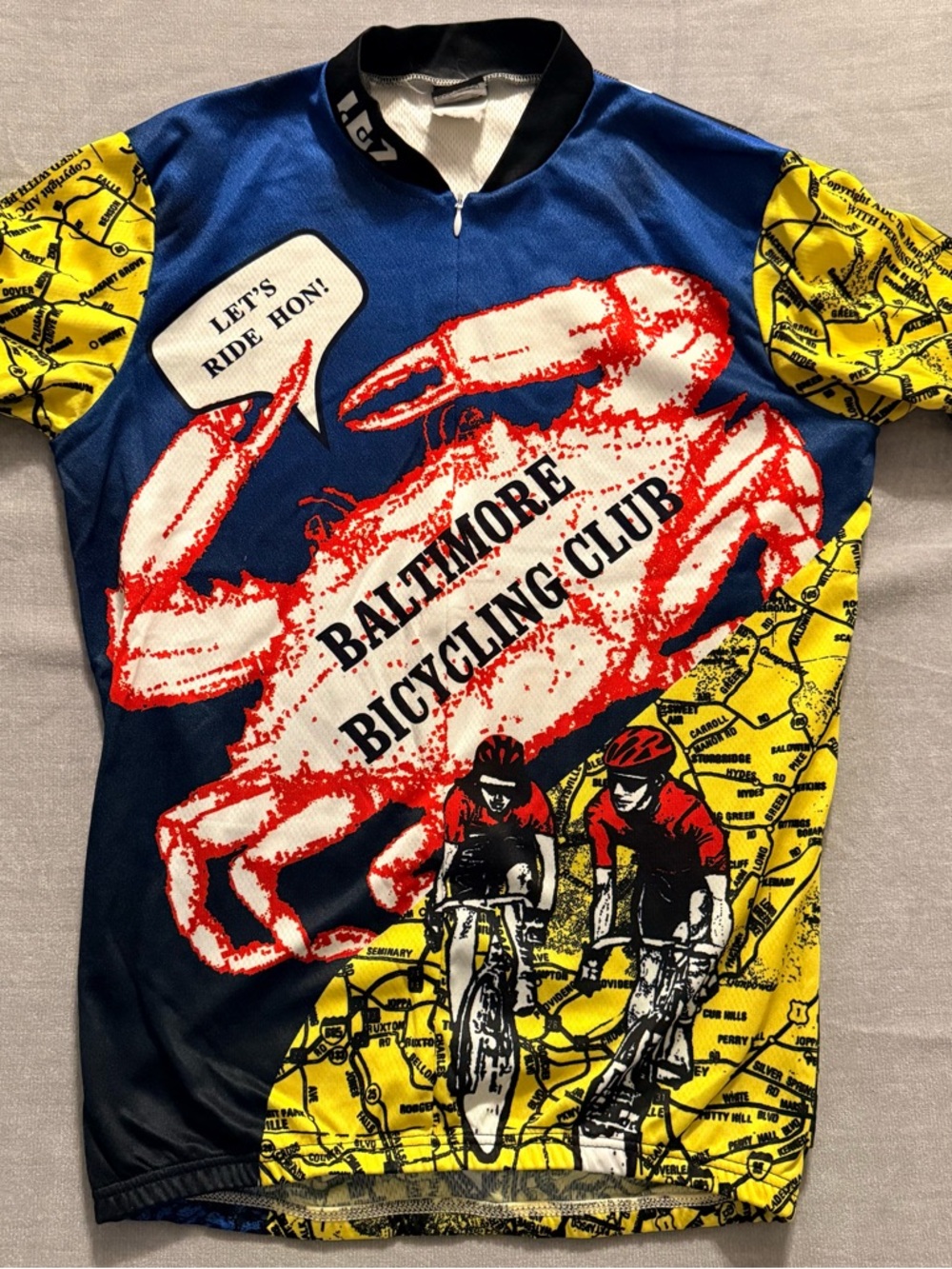 Baltimore Bicycling Club Cycling Jersey LGX Crab Graphic Zip Mens Medium